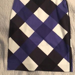 Blue, white black checked skirt